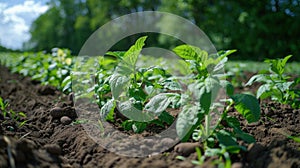 Abundant Potato Plants in a Lush Green Field