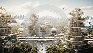 Elysium: A Breathtaking Metropolis Harmonizing Nature and Technology photo