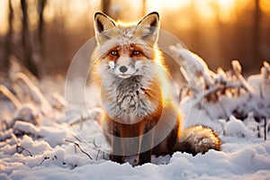 Graceful Red Fox in Serene Winter Morning photo