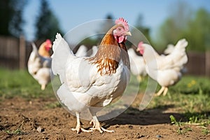 Vibrant Chickens in a Picturesque Farmyard