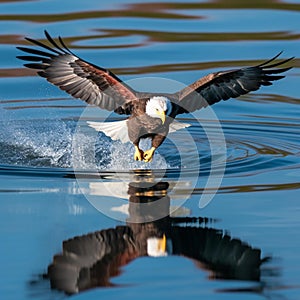 Majestic Bald Eagle Soaring Above Water photo