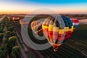Colorful Hot Air Balloons Take Flight at Sunrise