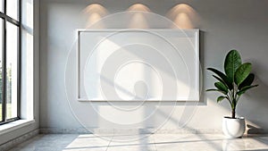 Empty White Rectangular Frame Mockup for Office Lobby Wall Design Perfect for Branding Presentations and Corporate