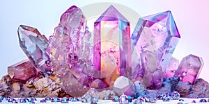 Stunning pink aura terminated Quartz Crystal Cluster