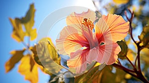 Vibrant Orange Hibiscus Flower In Sunlight: A Stunning Nature-inspired Photo