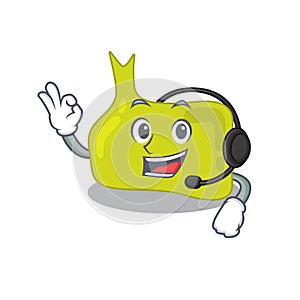 A stunning pituitary mascot character concept wearing headphone