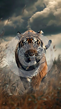 Stunning Portrait of a Dangerous Tiger: A Majestic Avatar Pacing