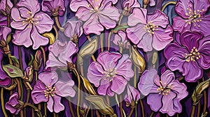 Stunning Primrose Art: Purple Flowers Painting On Acrylic Background photo