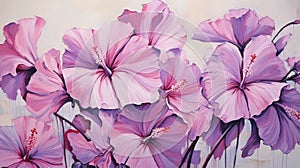 Stunning Purple Hibiscus Art: Dark Pink And Light Pink Acrylic Painting