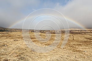 A rainbow over Rannoch Moor, Scotland, UK.