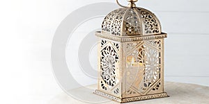 Intricate Ramadan candle lantern with patterns photo