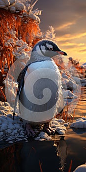 Stunning Realistic Penguin Photography In A Frozen Wetland