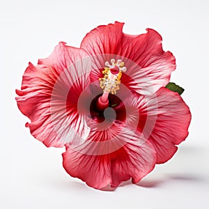 Stunning Red Hibiscus On White Surface - National Geographic Style