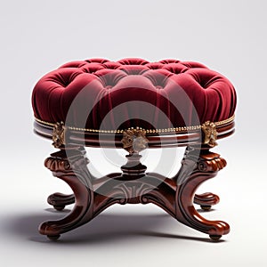 Stunning Red Velvet Ottoman With Gold Details - Zbrush Style photo