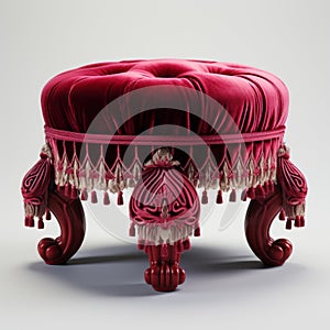 Stunning Red Velvet Victorian Foot Stool 3d Model