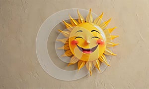 yellow sun face on wall