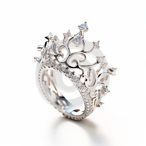 Crown Ring With Diamonds - Pristine Naturalism Inspired Jewelry