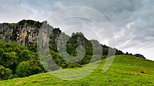 Stunning rock formations at Mangaotaki Valley, filming location of `The Hobbit, an Unexpected Journey`