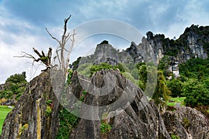 Stunning rock formations at Mangaotaki Valley, filming location of `The Hobbit, an Unexpected Journey`