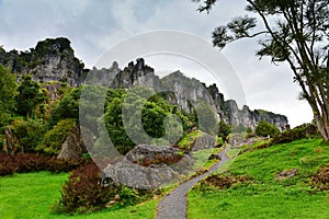 Stunning rock formations, the filming location of `The Hobbit, an Unexpected Journey`, in New Zealand