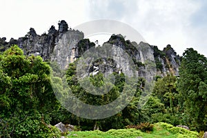 Stunning rock formations at Mangaotaki Valley, the filming location of `The Hobbit, an Unexpected Journey`