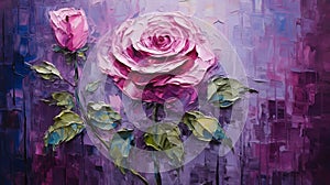 Stunning Rose Art: Vibrant Palette Knife Painting With Romantic Emotion photo