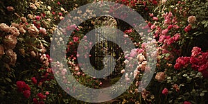 Stunning Rose Garden Path Lush Floral Background