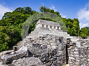 Stunning ruins of Palenque archaeological site and its well-preserved Temple of Inscriptions, Chiapas, Mexico