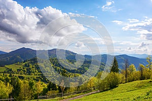 stunning rural landscape of carpathian mountains in evening light