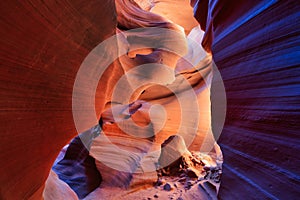 Stunning sandstone formations in Antelope Canyon. Arizona, USA