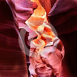 Stunning sandstone formations in Antelope Canyon. Arizona, USA