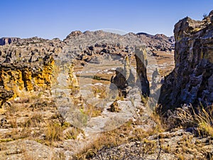 Stunning sandstone landscape with colored rock formations in Isalo National Park, Madagascar