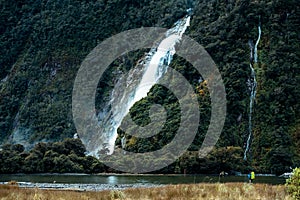 A stunning scene of the green nature and ford land at Milford Sound, New Zealand I