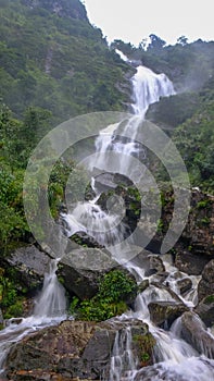 Stunning scenery and fresh cool atmosphere at Silver Waterfall Thac Bac waterfall in Sapa,Lao Cai province,North Vietnam.