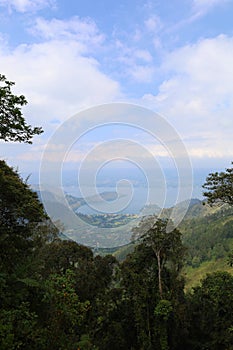 Stunning scenery of volcanic lake Toba - largest and deepest crater lake in the world located in North Sumatra, Indonesia