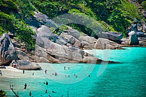 Stunning, scenic view with turquoise blue water of the Andaman sea at Similan Islands