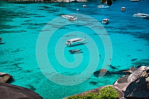 Stunning, scenic view with turquoise blue water of the Andaman sea at Similan Islands