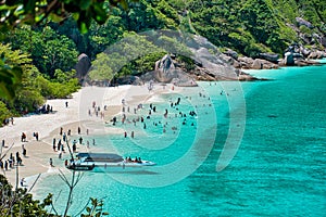 Stunning, scenic view with turquoise blue water of the Andaman sea at Similan Islands