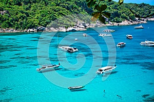 Stunning, scenic view with turquoise blue water of the Andaman sea at Similan Islands