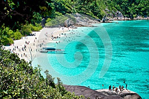 Stunning, scenic view with turquoise blue water of the Andaman sea at Similan Islands