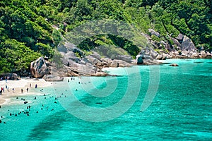 Stunning, scenic view with turquoise blue water of the Andaman sea at Similan Islands