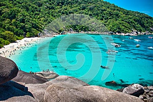 Stunning, scenic view with turquoise blue water of the Andaman sea at Similan Islands