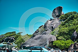 Stunning, scenic view with turquoise blue water of the Andaman sea at Similan Islands