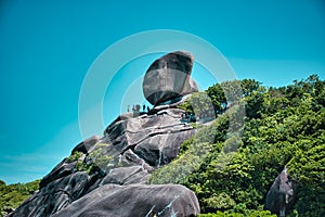 Stunning, scenic view with turquoise blue water of the Andaman sea at Similan Islands