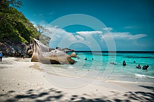 Stunning, scenic view with turquoise blue water of the Andaman sea at Similan Islands