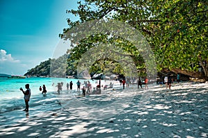 Stunning, scenic view with turquoise blue water of the Andaman sea at Similan Islands