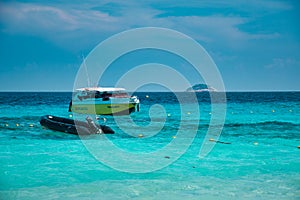 Stunning, scenic view with turquoise blue water of the Andaman sea at Similan Islands