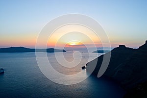 Stunning sea view from Santorini at twilight, Greece