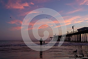 Stunning shot of Pismo Beach at dusk located in California, USA