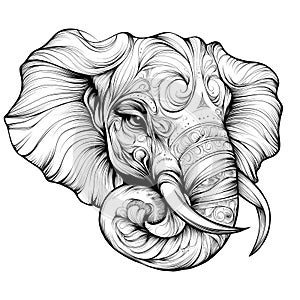 Elegant Elephant Tattoo Sketch Design photo